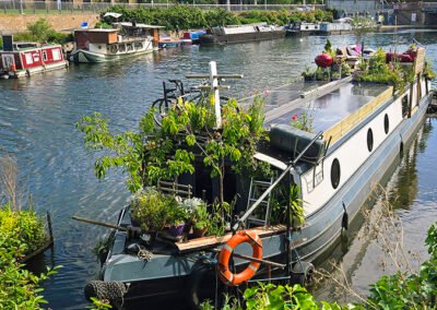 Houseboat with a Garden on Regents Canal in London