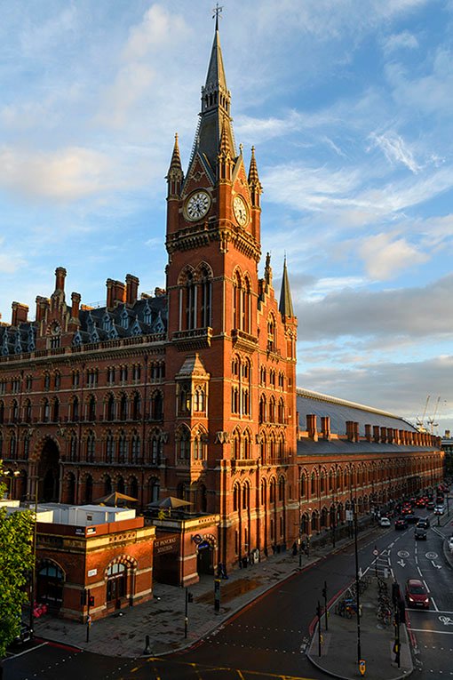 Beautiful morning at St Pancras International Train Station in London