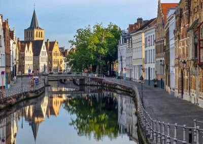 Beautiful Bruges Canal reflection at Sunrise