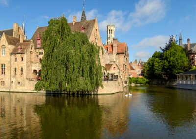 The Rosary Quay in Bruges is the most breathtaking spot to take a photo of a canal in Bruges
