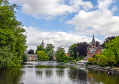 Minnewater, also called the Lake of Love in Bruges, Belgium